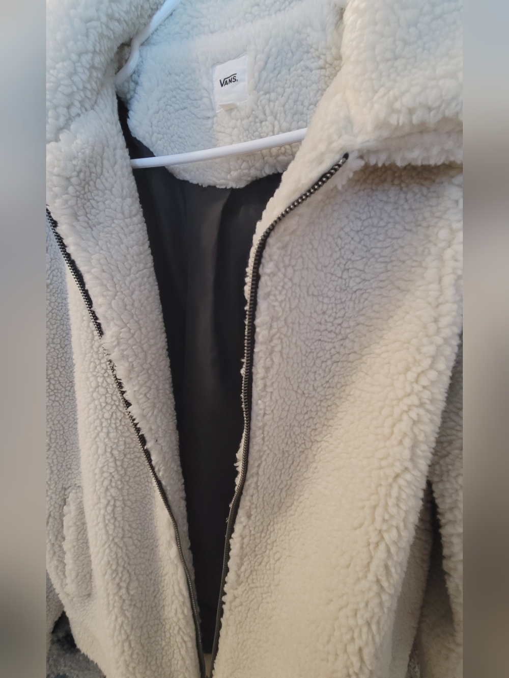 Vans Cream Sherpa Zip Teddy Jacket - Picture 2 of 7